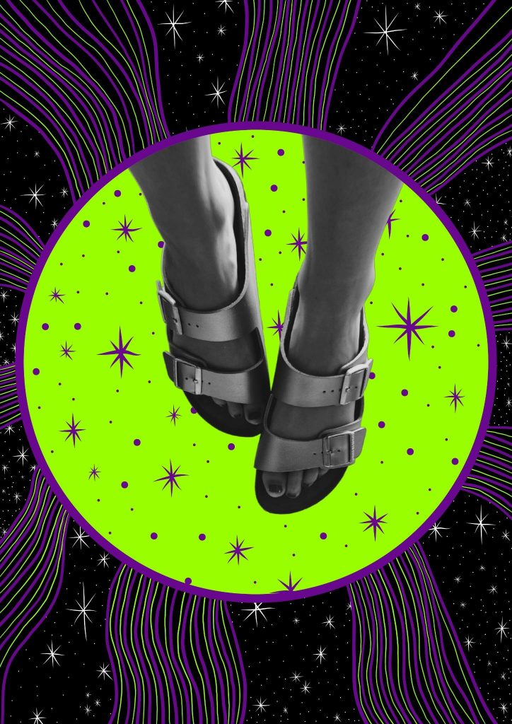 feet-sandals-neon-circle-space-background