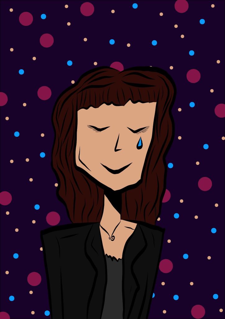 minimal-portrait-blue-dots-cartoon-style