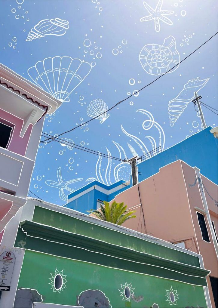pastel-houses-sky-seashell-doodle-illustration